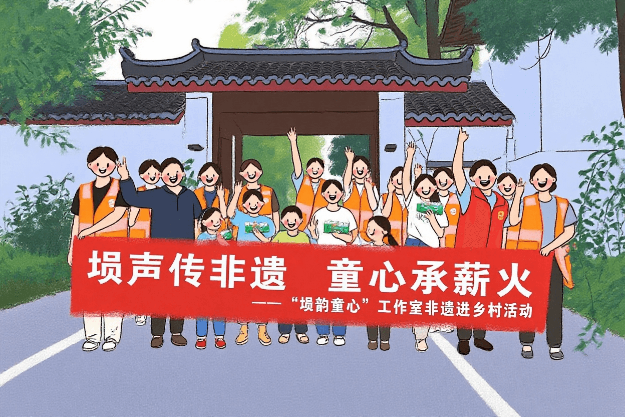 志愿者与孩子们开展埙韵非遗传承活动